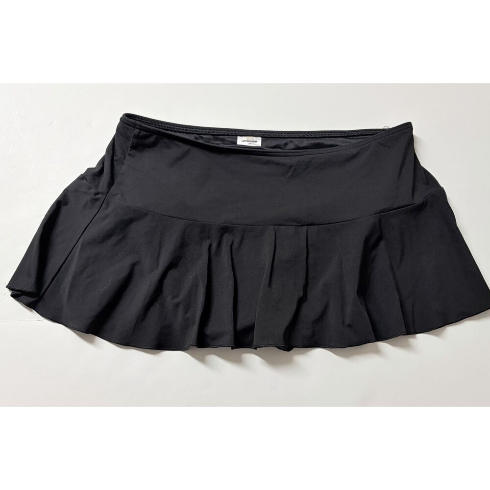 Lands' End Ruffle Swing Control Mini Swim Skirt ~ Black ~ Women's 12 Petite ~